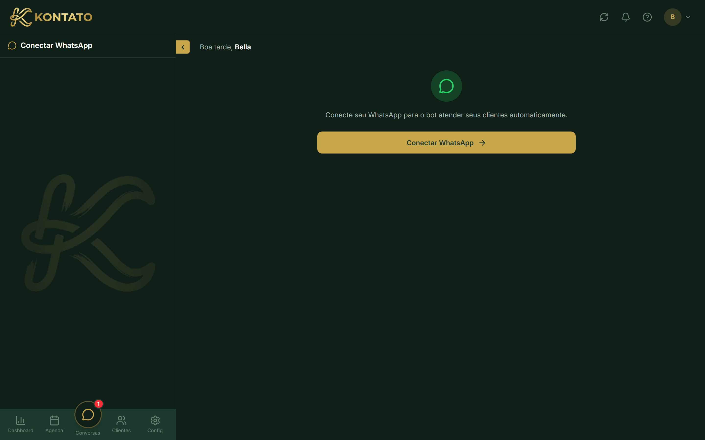 Tela de Conectar WhatsApp em Atendimento → Conectar.