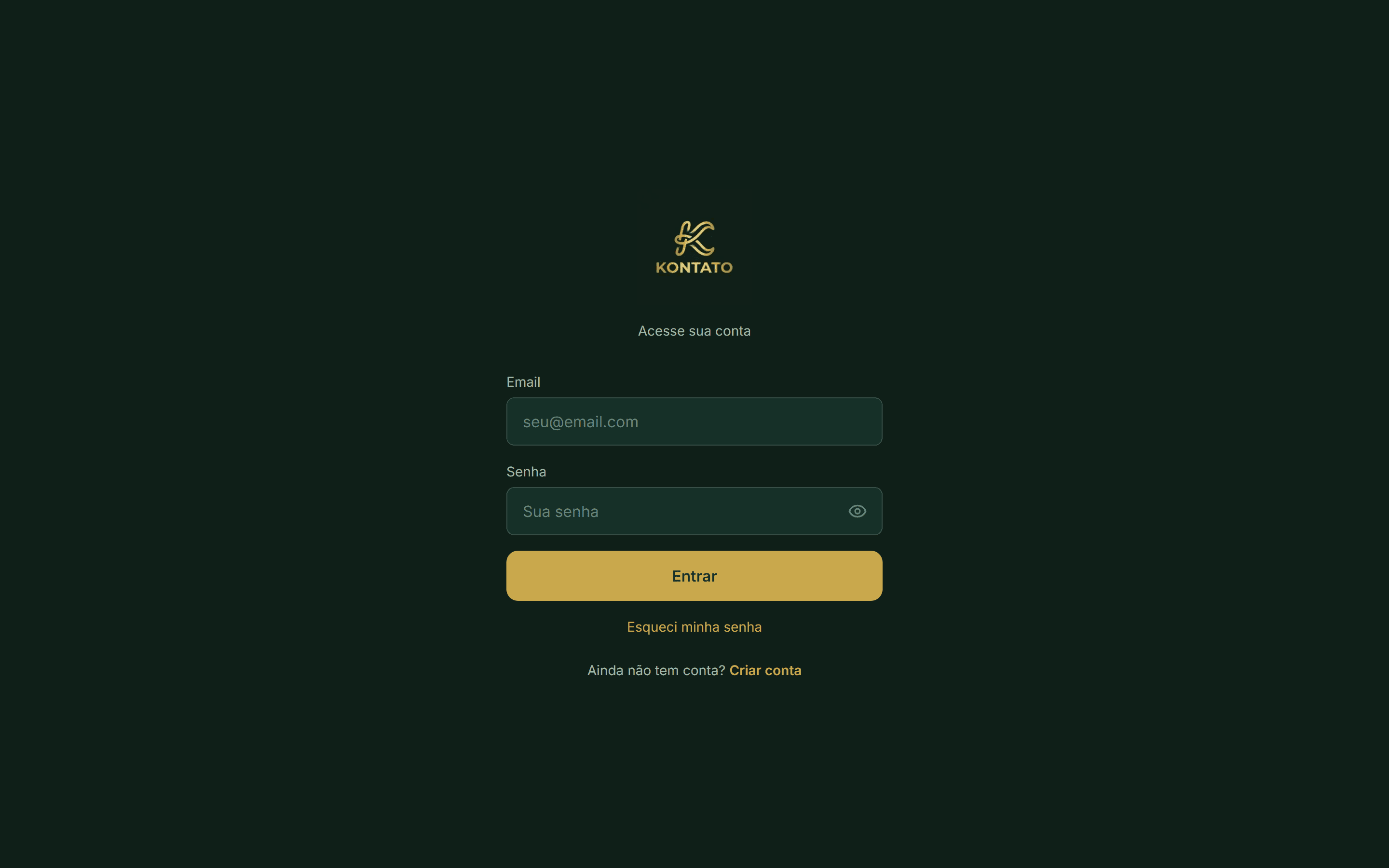 Tela de login. O link 'Esqueci minha senha' fica logo abaixo do botão.